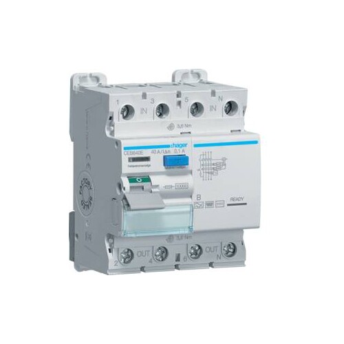 CEB640E Hager FI Schalter 3P+N 10kA 40A 100mA Typ B Produktbild Front View L