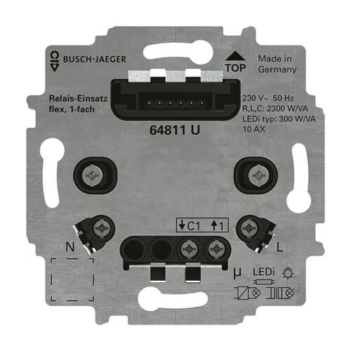 64811 U Busch-Jaeger Relais Einsatz Flex 1-Fach Produktbild Front View L