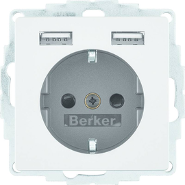 48036084 Berker BERKER Q.x SSD mit 2fach USB 2 4 A alu samt Produktbild