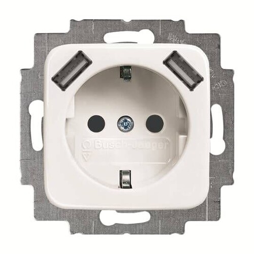 2CKA002011A6264 Busch-Jaeger R SI SCHUKO /2x USB STD 20 EUCB2USB-214 Produktbild Front View L