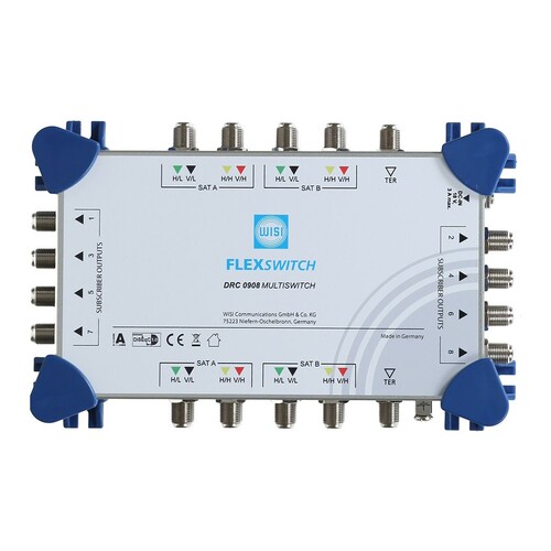 DRC 0908 Wisi FLEXSWITCH Multischalter 9 in 8, Kaskade, TERR. Passiv Produktbild Front View L