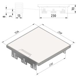 16631 Trayco FS HC15 PL SQ 260 SS304 Klappdeckel quadratisch flach B=258mm, Produktbild