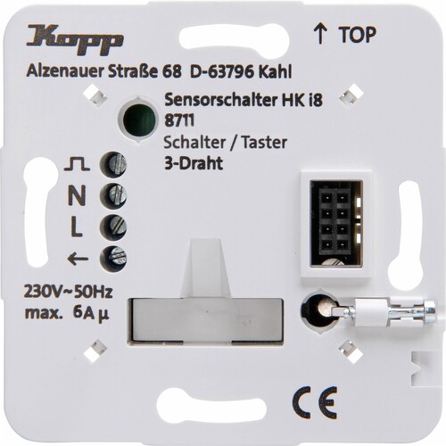 871100010 Kopp Unterputz Leistungsteil, Schalter/ taster/Nebenstelle, 3 Draht A Produktbild Front View L