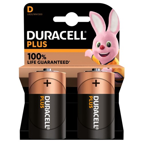 5000394141988 Duracell Plus (2 Stk.-Bl.) D(MN1300/LR20) K2 Mono Batterie Produktbild Front View L