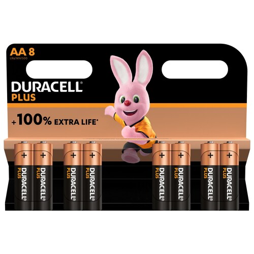 5000394140899 Duracell Plus (8 Stk.-Bl.) AA(MN1500/LR6) K8 Mignon Batterie Produktbild Front View L