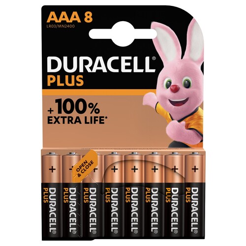 5000394141179 Duracell Plus (8 Stk.-Bl.) AAA(MN2400/LR03) CP8 Micro Batterie Produktbild Front View L