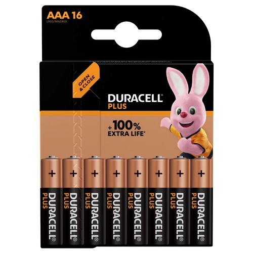 5000394147126 Duracell Plus (16 Stk.Bl.) AAA(MN2400/LR03) CP16 Produktbild Front View L