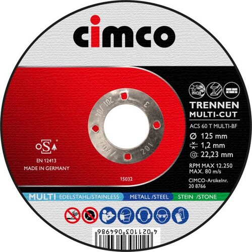 208766 Cimco Trennscheibe Multicut 125x1,2x22,23mm Produktbild Front View L