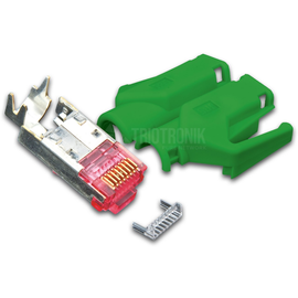 MOD TM21 GN 50 Hirose RJ45 KAT6 TM21 Stecker inkl. Knickschutztülle, grün, 5 Produktbild front M