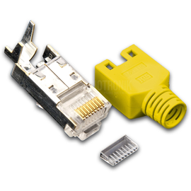 MOD TM11 GE 50 Hirose RJ45 KAT5e TM11 Stecker inkl. Knickschutztülle, gelb, 5 Produktbild front M