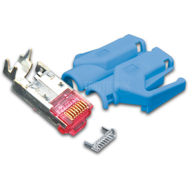 MOD TM21 BL 50 Hirose RJ45 KAT6 TM21 Stecker inkl. Knickschutztülle, blau, 5 Produktbild front M