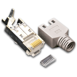 MOD TM11 GR 50 Hirose RJ45 KAT5e TM11 Stecker inkl. Knickschutztülle, grau, 5 Produktbild front M