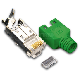 MOD TM11 GN 50 Hirose RJ45 KAT5e TM11 Stecker inkl. Knickschutztülle, grün, 5 Produktbild front M