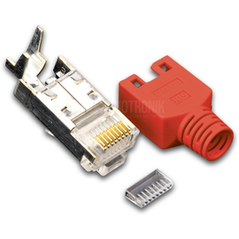 MOD TM11 RT 50 Hirose RJ45 KAT5e TM11 Stecker inkl. Knickschutztülle, rot, 50 Produktbild front M