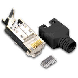 MOD TM11 SW 50 Hirose RJ45 KAT5e TM11 Stecker inkl. Knickschutztülle, schwarz Produktbild front M