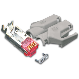MOD TM21 GR 50 Hirose RJ45 KAT6 TM21 Stecker inkl. Knickschutztülle, grau, 5 Produktbild front M