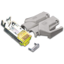 MOD TM31 GR 50 Hirose RJ45 KAT6A TM31 Stecker inkl. Knickschutztülle, grau, 5 Produktbild front M