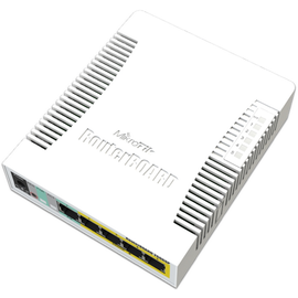 CSS106-1G-4P-1S Mikrotik RB260GSP 5 port Gigabit Smart Switch, 1x SFP, PoE, SwOS Produktbild front M