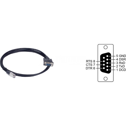 CBL-RJ45SF9-150 Moxa 8pin RJ45 to female DB9 connection shielded cable, 150cm Produktbild Front View L