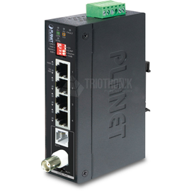 IVC-234GT Planet IP30 Industrial 1 Port BNC/RJ11 to 4 Port Gigabit Ethernet Ext Produktbild front M