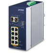 IGS-1020PTF-12V Planet IP30 Industrial 8 Port 10/100/1000T 802.3at PoE + 2 Port  Produktbild