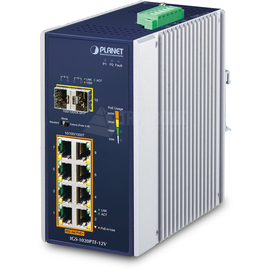 IGS-1020PTF-12V Planet IP30 Industrial 8 Port 10/100/1000T 802.3at PoE + 2 Port  Produktbild