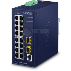 IGS-4215-16T2S Planet IP30 Industrial L2/L4 16 Port 10/100/1000T + 2 Port 100 Produktbild front M