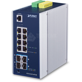 IGS-6325-8T4X Planet IP30 Industrial L3 8 Port 10/100/1000T + 4 Port 10G SFP+ M Produktbild front M