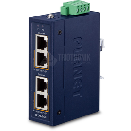 IPOE-260 Planet Industrial 2 port 10/100/1000T 802.3at PoE+ Injector Hub Produktbild front M