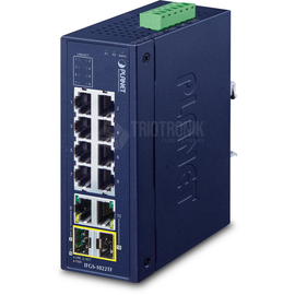 IFGS-1022TF Planet Industrial 8 Port 10/100Mb + 2 Port Gbit TP/SFP Combo Swi Produktbild front M