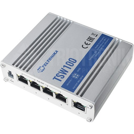 TSW100 Teltonika IP30 Industrie 5 Port 1Gbit PoE+ unmanaged Switch, 40°C +7 Produktbild front M