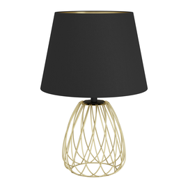 390039 Eglo TISCHLEUCHTE E27 1 FLAMMIG MIT KABELSCHALTER SCHWARZ MESSING KLAR Produktbild front M