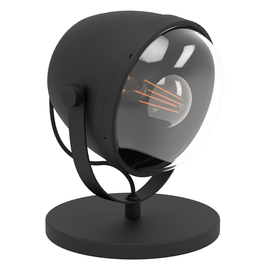 390047 Eglo TISCHLEUCHTE E27 1 FLAMMIG MIT KABELSCHALTER SCHWARZ KLAR UPANEMA Produktbild front M