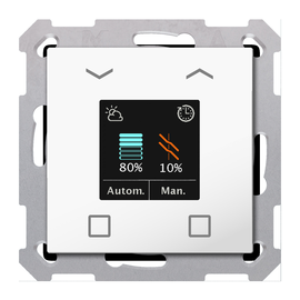 BE-JTA5504.01 MDT Jalousietaster Smart 55 mit Farbdisplay, Reinweiß glänzend Produktbild front M