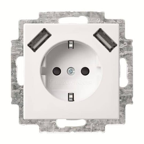 2CKA002011A6266 Busch-Jaeger B SI SCHUKO /2x USB STD 20 EUCB2USB-914 Produktbild Front View L