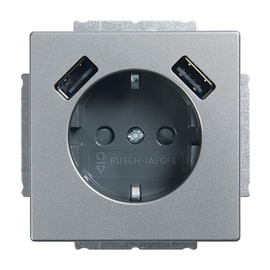 2CKA002011A6283 Busch-Jaeger PUR SCHUKO /2x USB STD 20 EUCB2USB-866 Produktbild front M