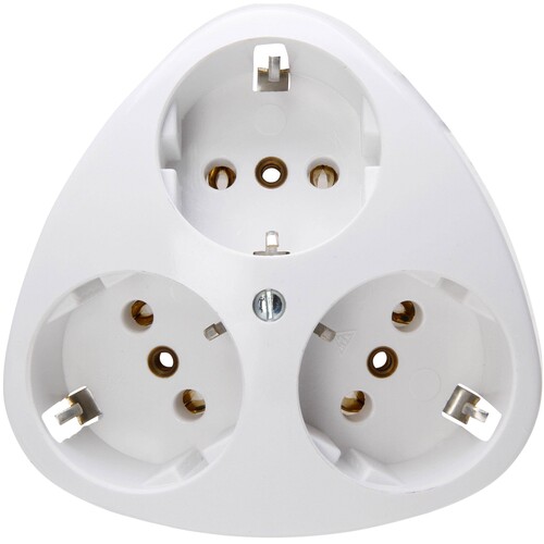 100502000 Kopp STANDARD   Schutzkontakt Steckdose, 3 fach, Farbe:arktisweiß Produktbild Front View L