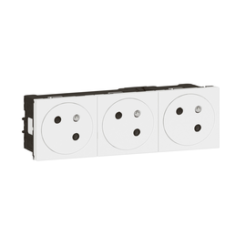 278165L Legrand Mosaic Link 3x Steckdose 45° F/B Std, erhöhter Berührungsschutz Produktbild front M