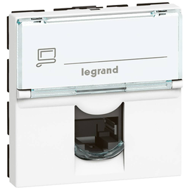 076574 Legrand Mosaic 1 fach RJ45, Kat 6A, UTP, 2 modulig, Farbe: Ultraweiß Produktbild