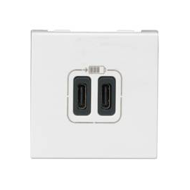 077590 Legrand Mosaic 2xusb C 2 modulig 3A Farbe: Ultraweiß Produktbild front M