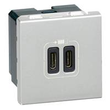079390 Legrand Mosaic 2xusb C 2 modulig 3A Farbe: Aluminium Produktbild front S