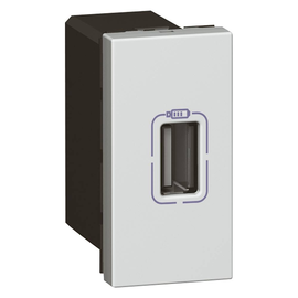 079391 Legrand Mosaic USB Lademodul 1 fach Farbe: Aluminium Produktbild front M