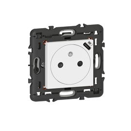 278161L Legrand Mosaic Steckdose F/B Std. erhöhter Berührungsschutz und USB Produktbild front M