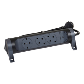 694528 Legrand Drehbare Steckdosenleiste 3x Steckdose, 1,5m Kabel Farbe: Schwarz Produktbild front M