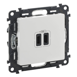 753107 Legrand Valena Life 2XUSB C 2 modulig 3A Farbe: Ultraweiß Produktbild front M