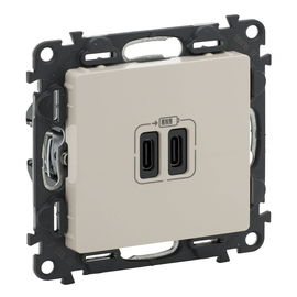753207 Legrand Valena Life 2XUSBc 2 modulig 3A Farbe: Mandelweiß Produktbild front M