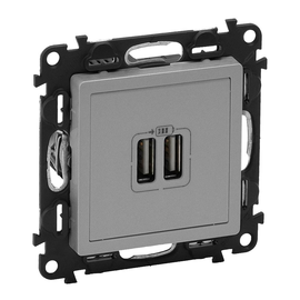 753312 Legrand Valena Life USB Ladedose 2400mA Farbe: Aluminium Produktbild front M