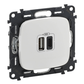 754965 Legrand Valena Allure 2XUSB A+C 2 modulig 3A Farbe: Ultraweiß Produktbild front M