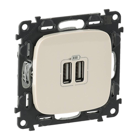 754996 Legrand Valena Allure USB Ladedose 2400mA Farbe: Mandelweiß Produktbild front M