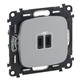 755347 Legrand Valena Allure 2XUSB C 2 modulig 3A Farbe: Aluminium Produktbild front M